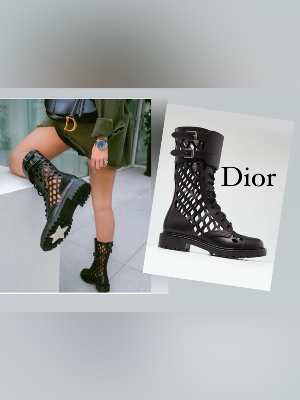 CHRISTIAN DIOR
Black Matte Calfskin Leather D-Trap Combat Boots